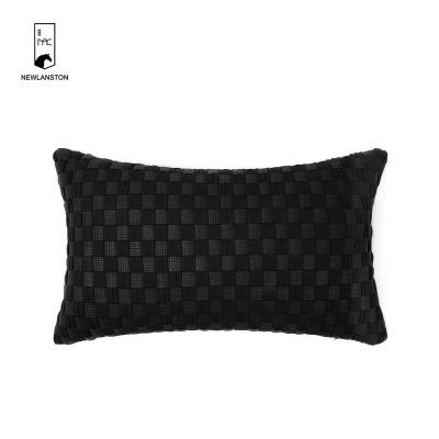 China Luxury High Quality Folded Home Decor PU Ribbon Woven Blanket Grill Pattern Pillow Case And Cotton Pillow Case for sale