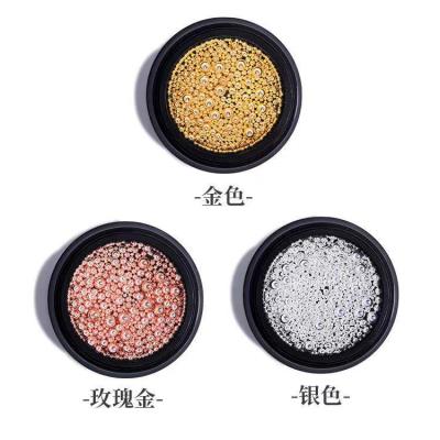 China 2022 Fashionable New Arrival 4 Colors Mixed Sizes Real Metal Nail Balls For Nail Art DIY Decorations for sale