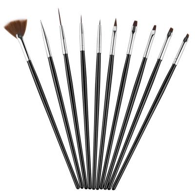 China Plastic Nail Art Tools Painting Pen Nail Hair Gel Nail Polish Drawing Brushes Set 10 Pcs for sale