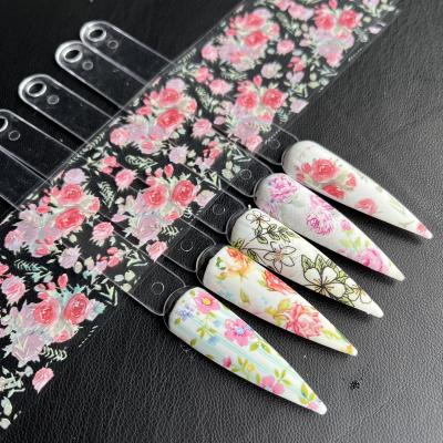 China 2022 New Arrival 10 Colors Nail Art Transfer Nail Art Foil Paper Sticker Transfer Nail Art Decorations Nice Flower Sticker for sale