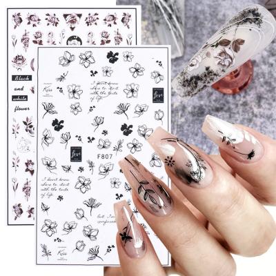 China Nail Art Sticker Decals F807-F811 Art Design Nail Decals Flower Nail Decorations New Arrival Strong Adhesion Nice for sale