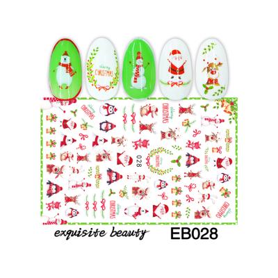 China Eb025-028 Hot Selling High Quality Pink 3D Christmas Ornaments Nail Decals Stickers Brand Water Decal Nails for sale