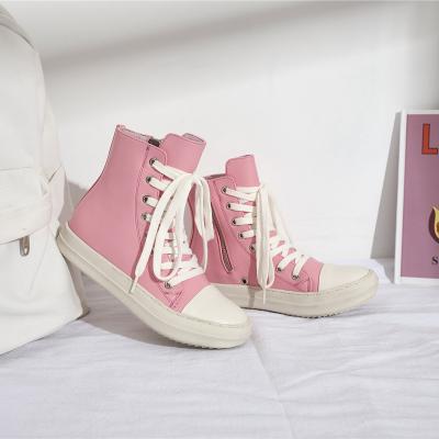 China Cushioning Pink Sneakers women luxury Fashion shoes designer high top ankle boots leather female ladies sneakers for women for sale