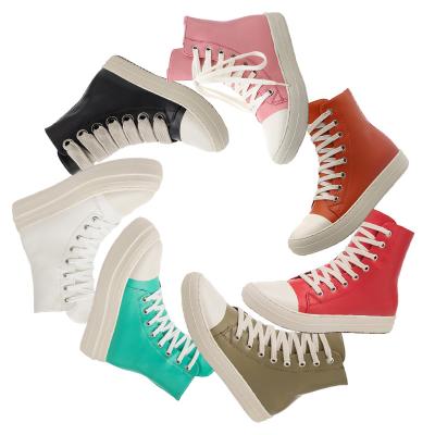 China Deodorization Multiple color platform sneakers luxury ankle boots pink orange grey green red white black shoes women high top leather sneakers for sale