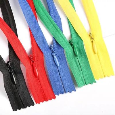 China Wholesale Colored Auto Lock Zipper For Women Dress 5# Nylon Zipper Invisible Opening Zipper Custom Made Transparent Invisible Tape Clothing Fabric for sale