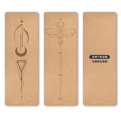 China Custom Execise Printing 6mm Thickness Strip Cork Yoga Mat for sale