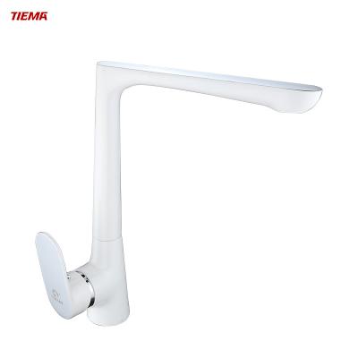 China White Color Taps Kitchen Faucets Deck Mounted Electric Single Water Taps TIEMA Modern Brass Sink Sink for sale