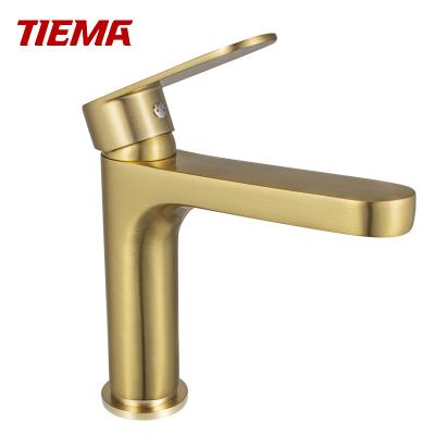 China TIEMA Nice Faucets Brand 35Mm Ceramic Cartridge Quality Rose Gold Bathroom Sink Basin Modern Metered Mixer for sale