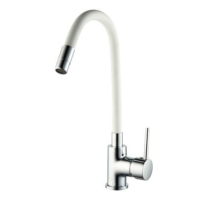 China TIEMA Brand Modern Brass 360 Kitchen Single Lever Nice Warm Copper Cold Water Price White Faucets for sale