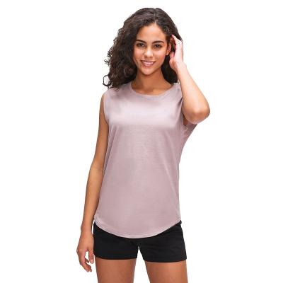 China Breathable Costom Logo Women Sport Tops Loose Yoga Clothing Sports Sleeveless Top for sale