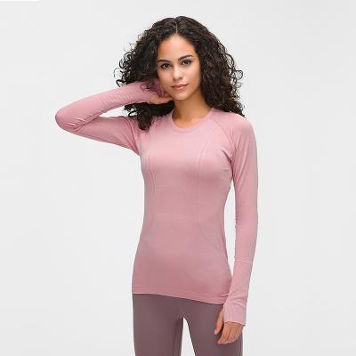 China Breathable Hollow Seamless Yoga Shirt Long Sleeve Yoga Bodice Sports Long Sleeve for sale