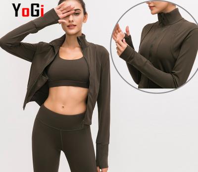 China 2021 Custom Logo Zipper OEM Women Odem Winter Workout Exercise Coat Breathable Workout Tracksuit Yoga Sports Jacket for sale