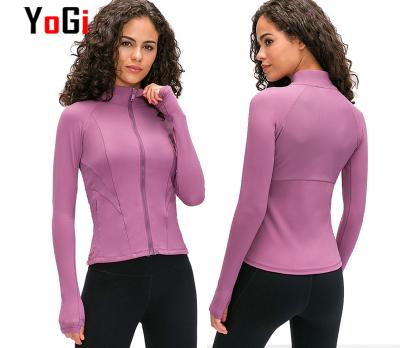 China 2021 Newest Breathable Womens Set Zipper-up Long Sleeve Zipper Lulu Yoga Apparel Sports Cropped Jacket WorkoutFitness Crop Top Jacket for sale