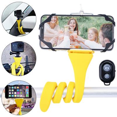 China Hot Selling Flexible Motorcycle Handlebar Mount Phone Holder Bike Cell Phone Holder Silicone Selfie Stick Stand For Car Bicycle for sale