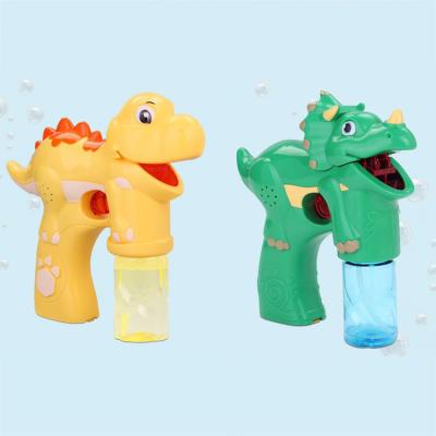 China Hot Selling Summer Outdoor Game Plastic Cartoon Animal Dinosaur Bubbles Electric Gun Blower Bubble Shooter Toys for sale