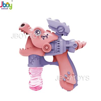 China 2022 Plastic Children's Outdoor Game Toys Cartoon Lights Alligator Design Bubble Gun Sound Handheld Children's Toys for sale