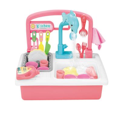 China Play House Toys Kids Kitchen Set Dishwasher Kitchen Sink Pretend Electric Play Toy Kitchen For Children for sale