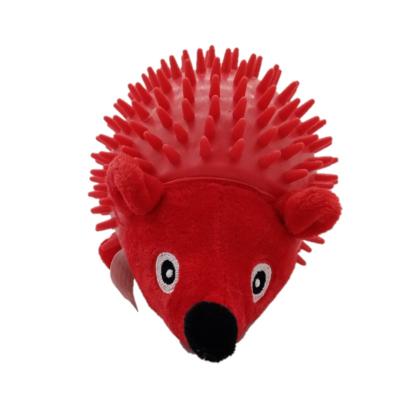 China High Quality Durable Sports Toy Dog Teeth Cleaning Squeaky Viable Silicone Red Hedgehog Interaction Training Natural Dog Toy for sale