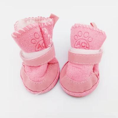 China Cotton Stocked Teddy Shoes Autumn Winter Dog Shoes Pet Casual Non-Slip Cotton Teddy Pet Set of 4 Waterproof Pet Shoes for sale