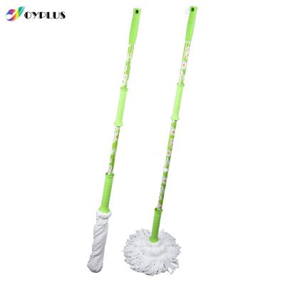 China Ratchet Twist Broom Sustainable Self-Wringing Cotton With Mixed Wire Head Band Bucket Deck Broom for sale