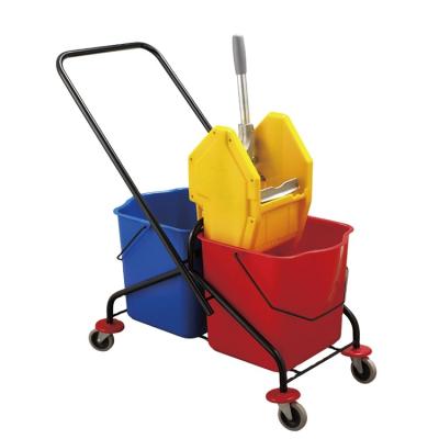 China Sustainable Customized Size Plastic Double Color Mop Bucket With Wringer Clean Floor for sale