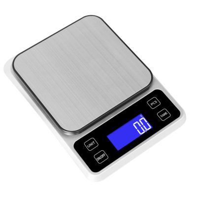 China Weight Measuring 5kg Battery Operated Stainless Steel Digital Kitchen Scale In Silver Color for sale