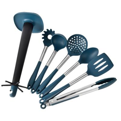 China Sustainable Home and Kitchen Accessories Heat Resistant Silicone and Stainless Steel Kitchen Utensil Set for sale