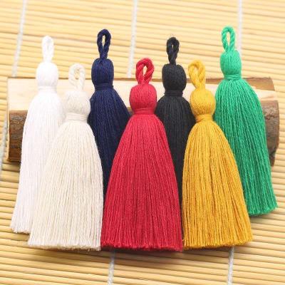 China Mobile phone Sjzmm 8cm factory price curtain cottonTassel fringe for home decoration 100%cotton tassels 700 colors for you for sale