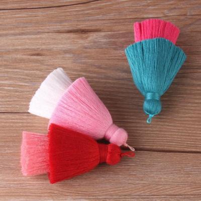 China Sjzmm Cell Phone Customized Cotton Scarf Tassels Bohemian 2Layers Tassels Fringe 100%cotton Earrings Yarn Tassels For Jewelry Necklace for sale