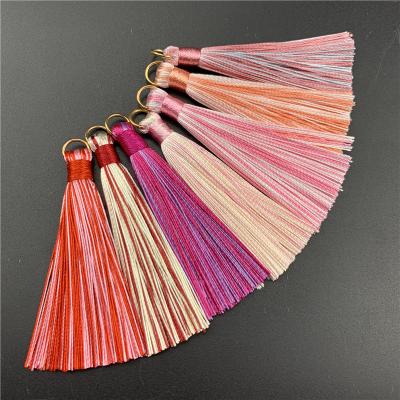 China Free Sample 8cm Mobile Phone Sjzmm Large Ice Silk Mixed Color With Ring Gold Tassel Hang Rope Smooth Tassel for sale