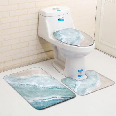 China Viable Shower Quick Dry Slip Absorbent Flannel Bathroom Memory Non Foam 3PCS Bath Mat Set For Home Hotel for sale