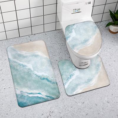 China Bath 3Pcs Mats Bathroom Rug Set Viable Super Soft Plush Flannel Shaggy for sale