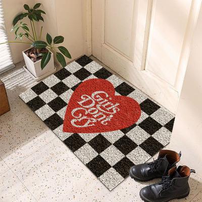 China Custom Washable Anti Slip Dust Proof PVC Coil Mat Coconut Palm Hello Welcome Coir Single Door Mat for sale