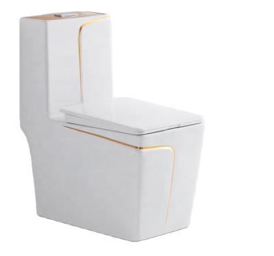 China White Ceramic Square Concealed WC P-trap / S-trap Bathroom Cistern Gold One Piece Toilet Bowl for sale