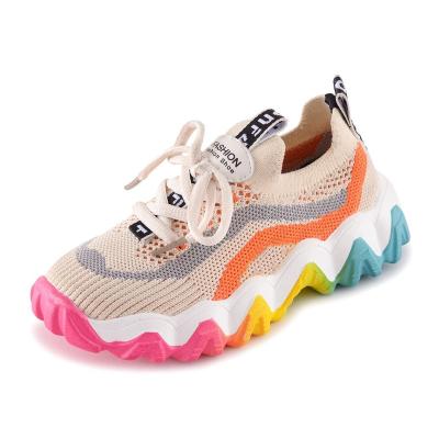 China Original Quality Wholesale Children's Unique Mix-color Sports Casual Running Shoes Waterproof With Flying Fabric for sale