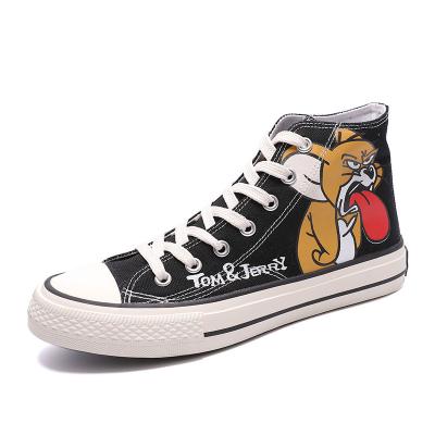 China New hand painted graffiti high top rubber sports shoes cushioning for women canvas for sale