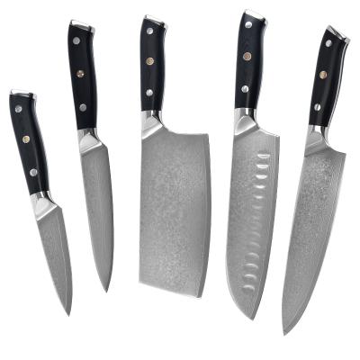 China Viable dropshipping vg10 damascus chef knives 8 inch 67 layers carbon steel kitchen cleaver knife set with handle the Group of Ten for sale