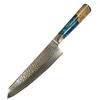 China Viable dropshipping 8 inch Damascus gyuto knife for chef high quality VG10 carbon steel damask knife with resin handle for sale