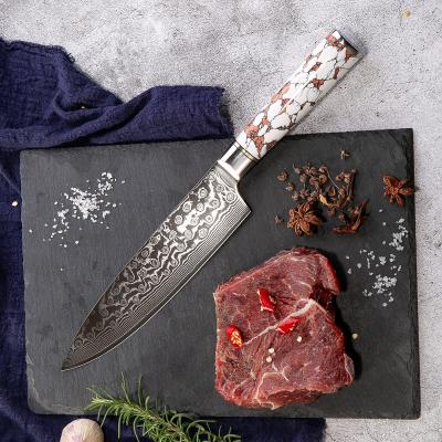 China Viable serbio de cuchillo dropshipping chef for 8 inch VG-10 Damascus steel kitchen knife with luxury artificial stone handle for sale