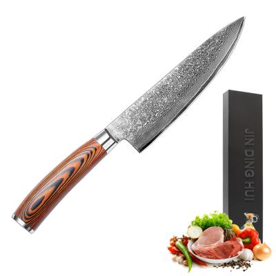 China Viable Dropshipping Professional Customized 67 Layers Damascus Steel Chef Knife Kitchen With Pakkawood Handle for sale