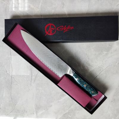 China 8 inch chef knife vg10 disposable knives 67 layers Damascus Japanese style kitchen knife sets with resin pod handle for sale