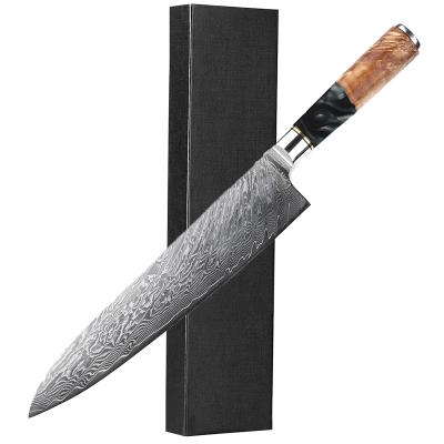 China Viable Dropshipping 8 Inch Damascus Chef Knives With 67 Knives Kitchen Gyuto Gift Box Japanese Carbon Steel Layers for sale