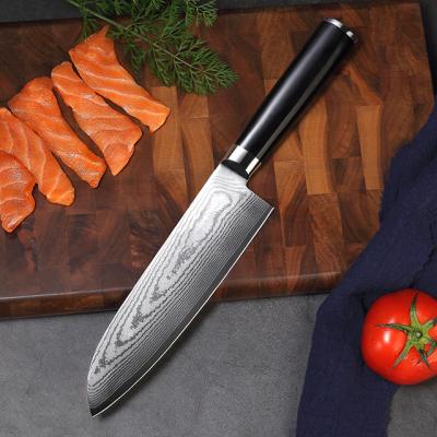 China Dropshipping viable 7 inch Damascus steel chef santoku knife kitchen cleaver knife with handle the Group of Ten for sale