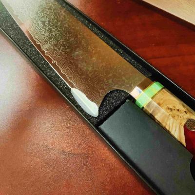 China Sustainable Kitchen Fruit Knife With Damascus Steel Color Resin+ Color Resin+ Wooden Handle Competitive Chef Knives 8inch for sale