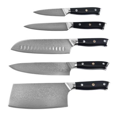 China 5pcs Hot Viable Damascus Chopper Knife Set 67 Layers Vg10 Chef Knife Kitchen Knife Set With Handle Group Of Ten for sale