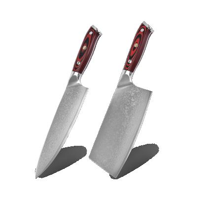 China 2pcs professiona viable VG10 67 layers damascus steel kitchen knife set with handle the Group of Ten for sale