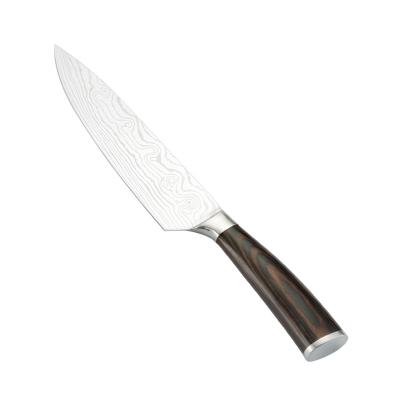 China Viable Professional 8inch 5CR Stainless Steel Cleaver Kitchen Knives With Laser Damascus Pattern for sale