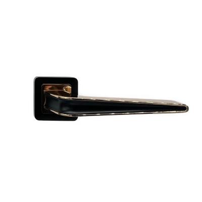 China Gold Color Matt Black Handle With Gold Color Square Lever Door Handle Zinc Alloy Design Handles For Wooden Doors for sale