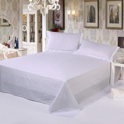 China Wholesale Dobby Egptain Cotton Satin Stripe Blend Flat Bed Sheet For Hotel Use for sale