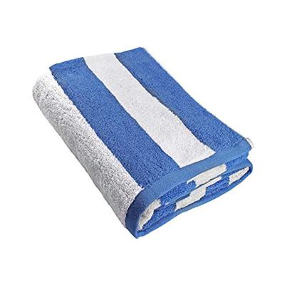 China towel&pool white and blue striped 100% cotton bath towel&beach stripe towel for sale